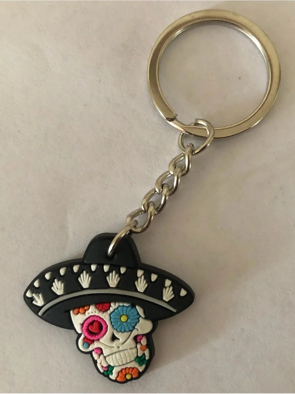 Día de Muertos Mexican colorful skull Calavera keychain SKU541